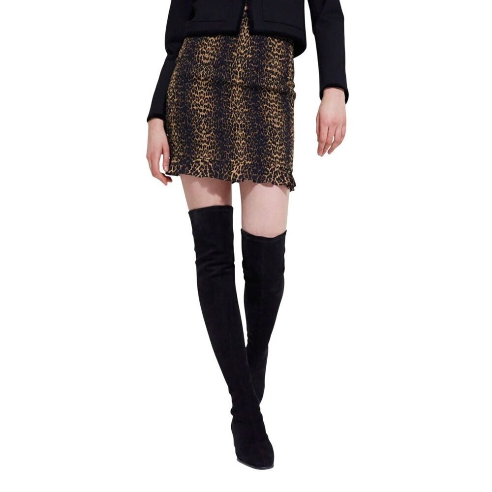 NWT The Kooples Leopard Mini Skirt Stylish with Stretchy Smocking Sz 8